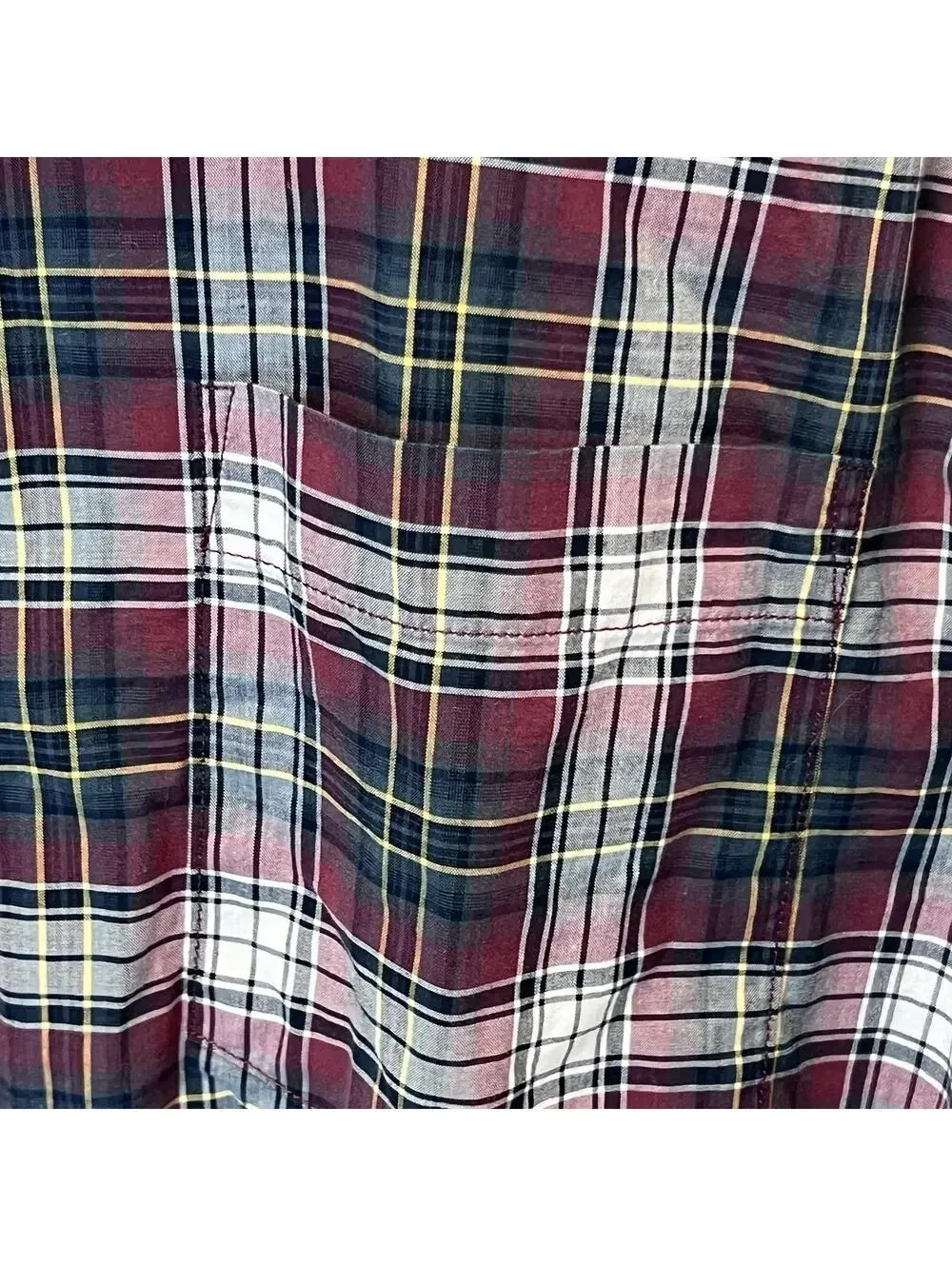 Banana Republic Red Green/Blue Plaid Cotton Button-Down XL Stretch Slim Fit EUC